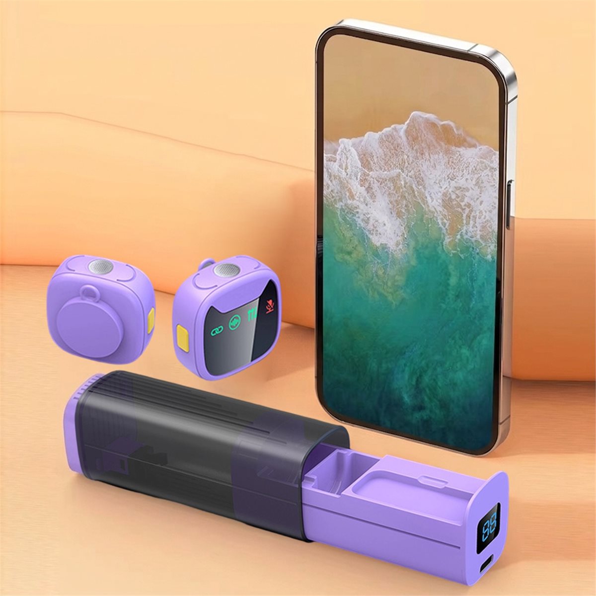 Wireless Mic For Smartphone Video Recording - Microfono Lavalier Wireless DT75BG con Display