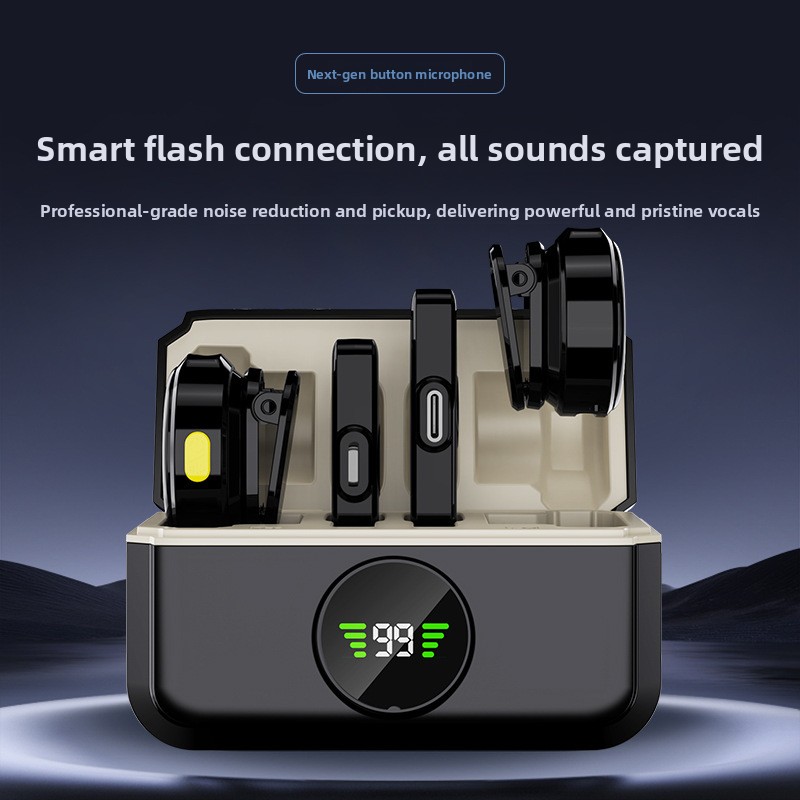 Wireless Lavalier Microphone Type C Lightning - Microfono Lavalier Magnetico Q83 2TX+2RX con